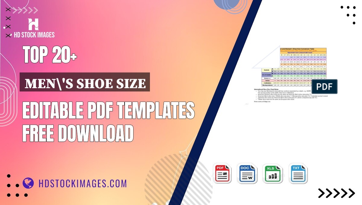 Top 20+ Men's Shoe Size Editable PDF Templates Free Download