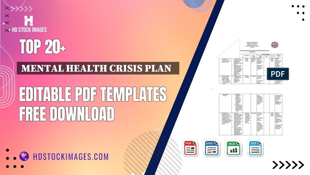 Top 20+ Mental Health Crisis Plan   Editable PDF Templates Free Download