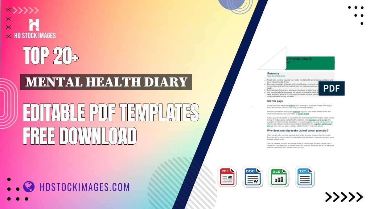 Top 20+ Mental Health Diary Editable PDF Templates Free Download