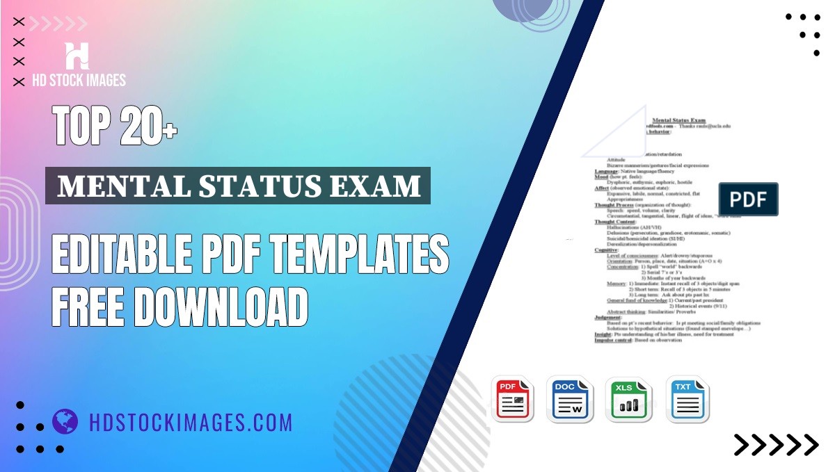 Top 20+ Mental Status Exam Editable PDF Templates Free Download