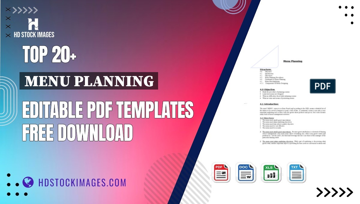 Top 20+ Menu Planning Editable PDF Templates Free Download