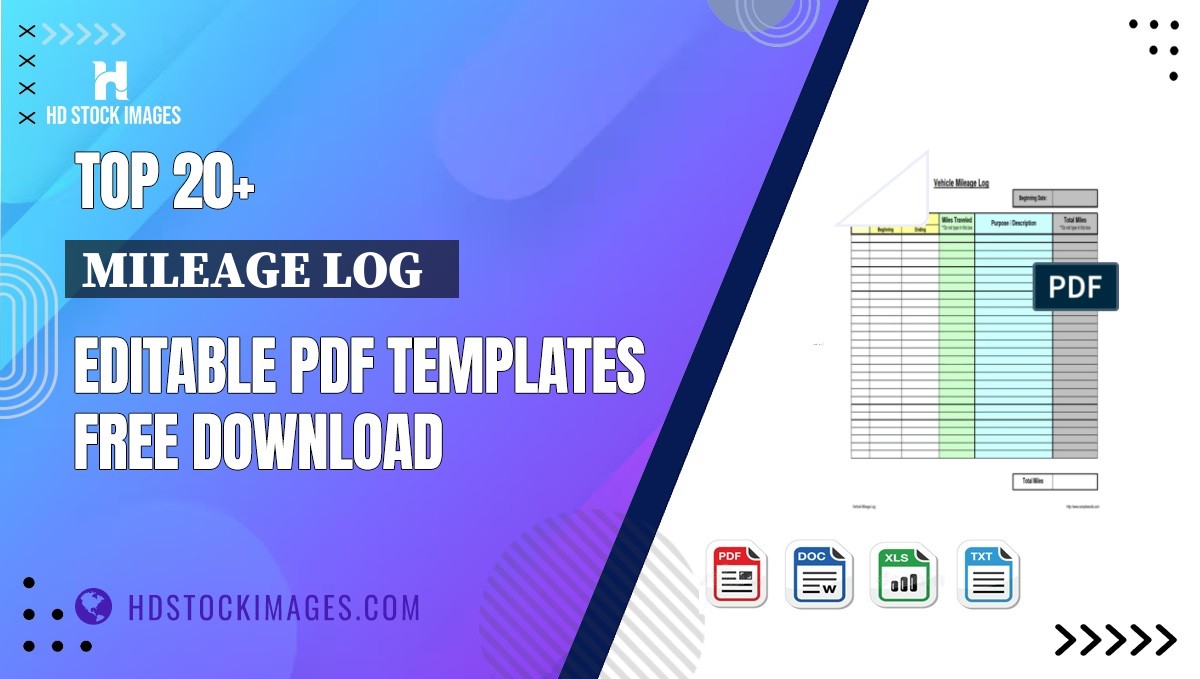 Top 20+ Mileage Log   Editable PDF Templates Free Download