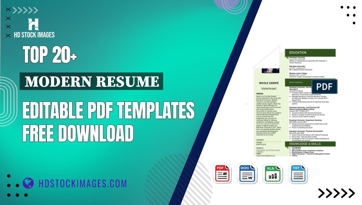 Top 20+ Modern Resume Editable PDF Templates Free Download