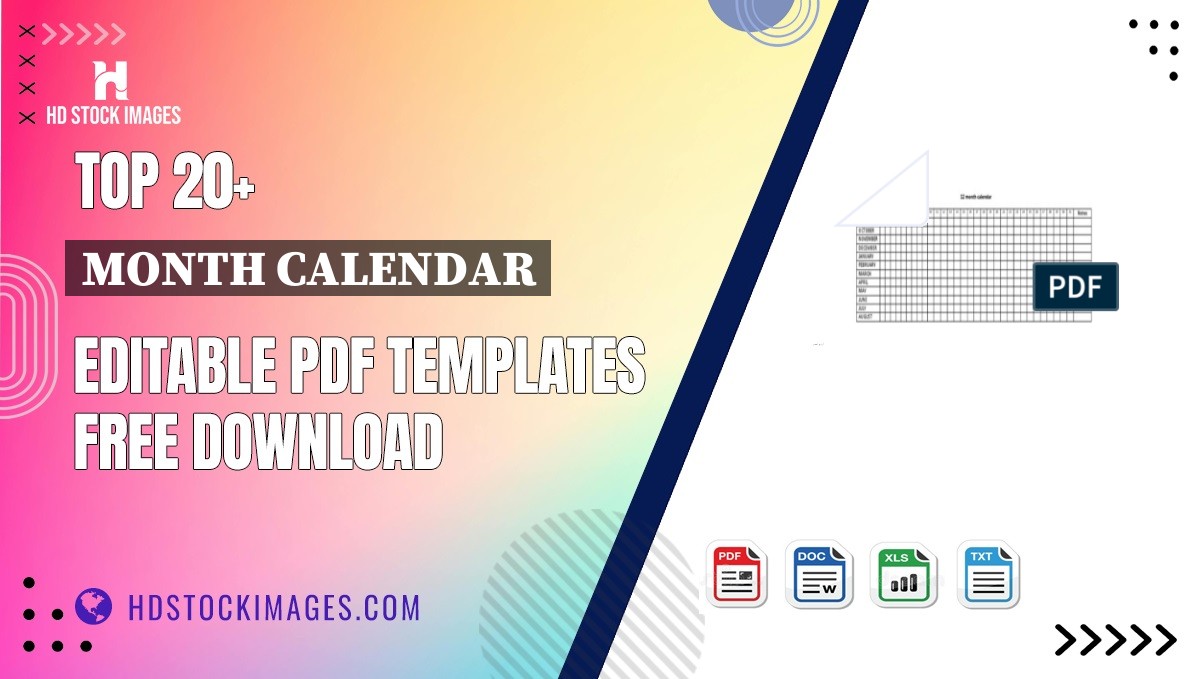 Top 20+ Month Calendar Editable PDF Templates Free Download