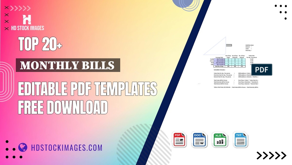 Top 20+ Monthly Bills  Editable PDF Templates Free Download