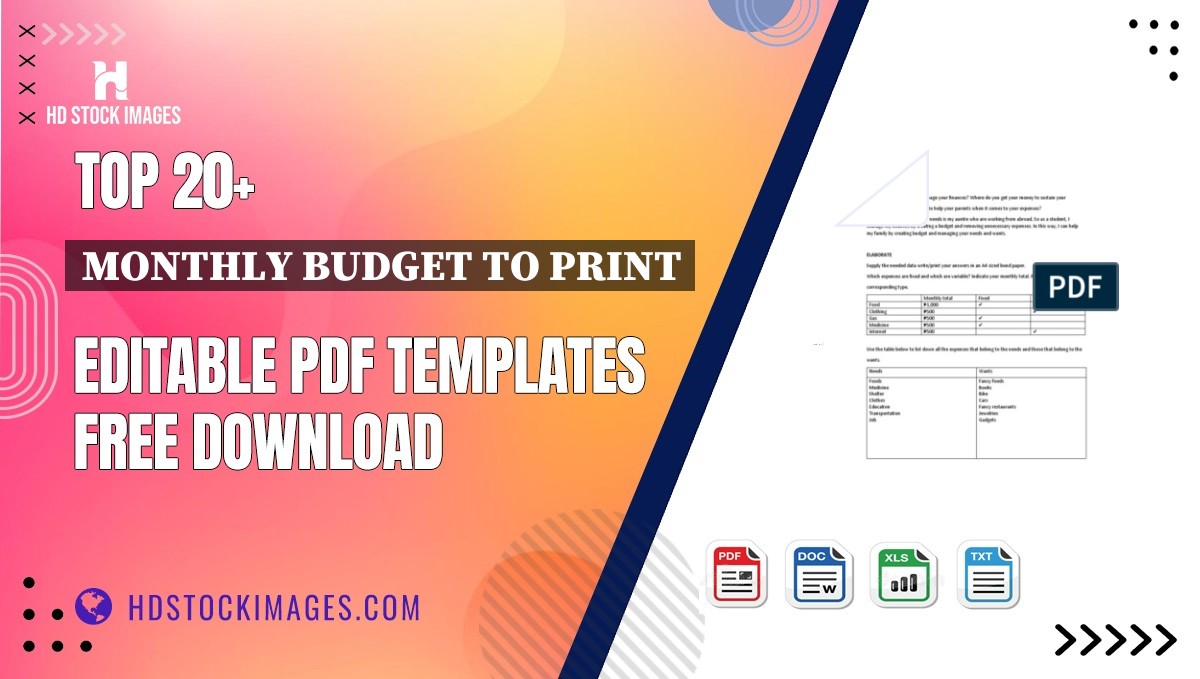 Top 20+ Monthly Budget To Print Editable PDF Templates Free Download