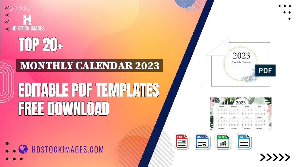 Top 20+ Monthly Calendar 2023 Editable PDF Templates Free Download