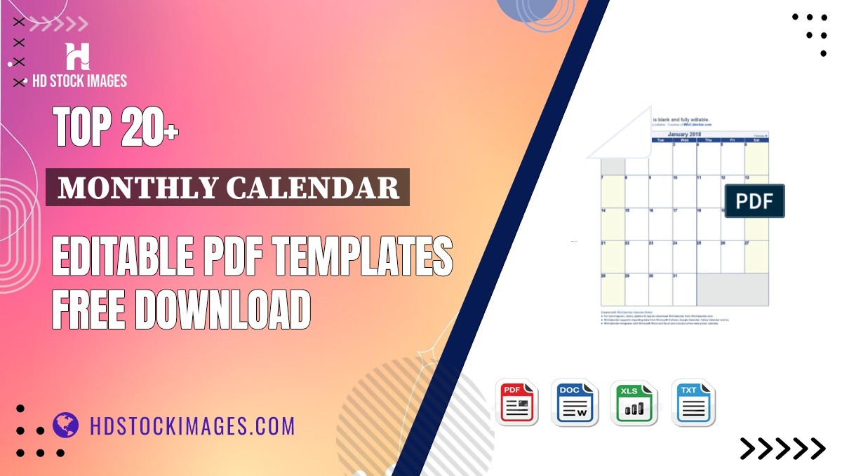 Top 20+ Monthly Calendar Editable PDF Templates Free Download