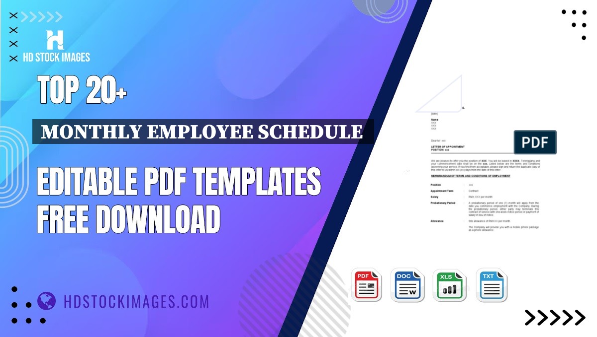 Top 20+ Monthly Employee Schedule  Editable PDF Templates Free Download