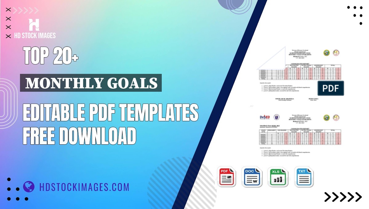 Top 20+ Monthly Goals Editable PDF Templates Free Download