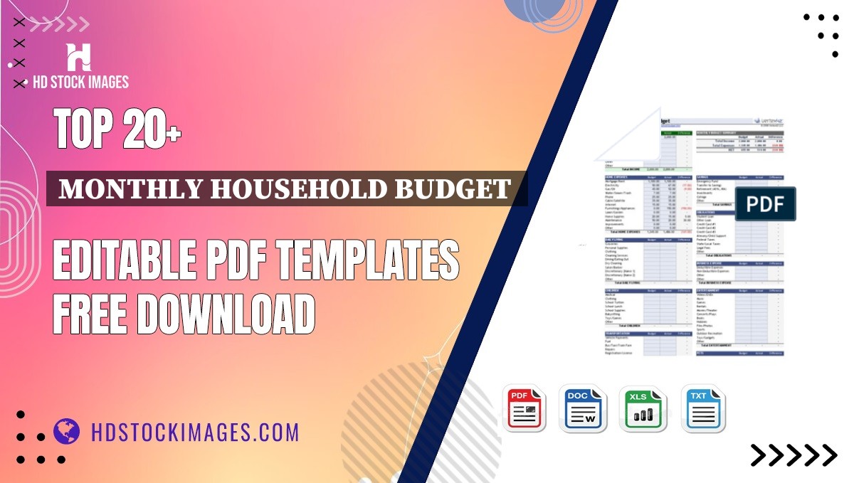 Top 20+ Monthly Household Budget  Editable PDF Templates Free Download