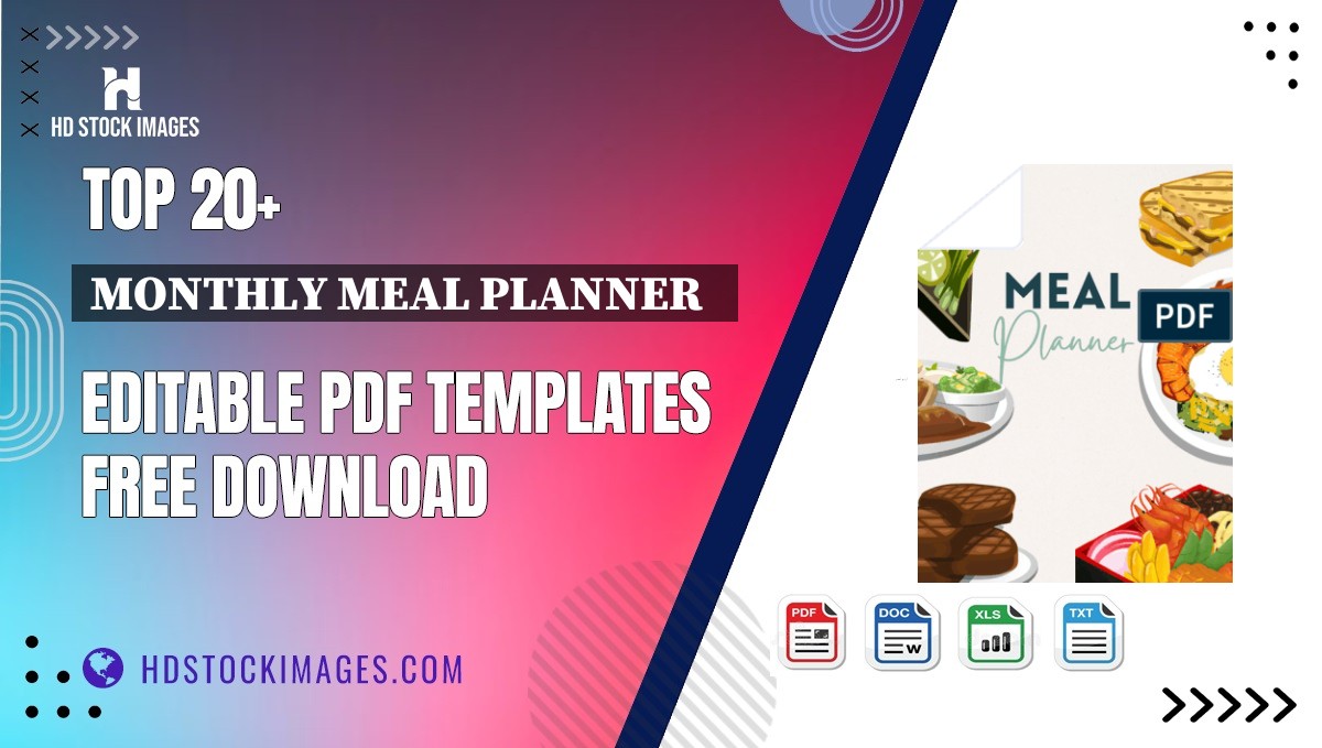 Top 20+ Monthly Meal Planner   Editable PDF Templates Free Download