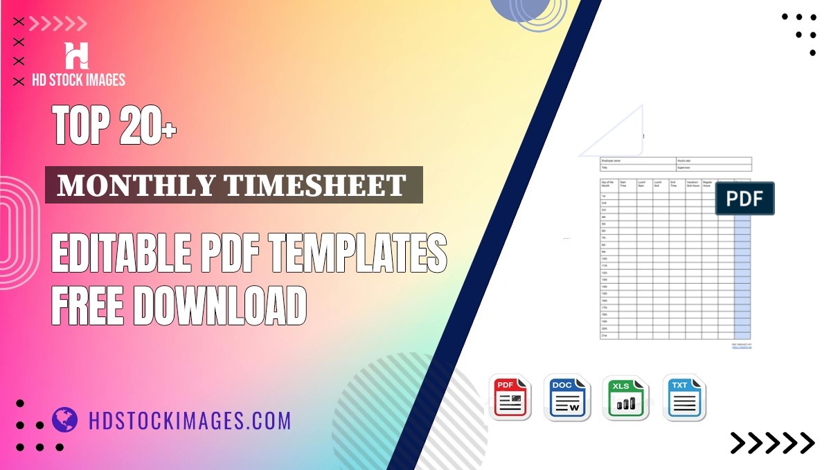 Top 20+ Monthly Timesheet  Editable PDF Templates Free Download