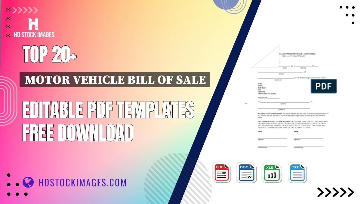 Top 20+ Motor Vehicle Bill Of Sale Editable PDF Templates Free Download