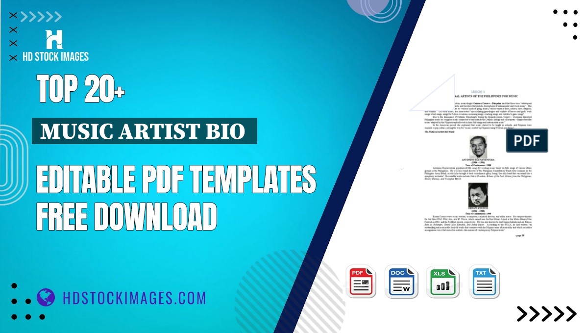 Top 20+ Music Artist Bio  Editable PDF Templates Free Download