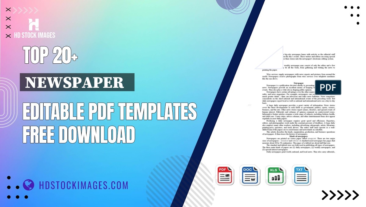 Top 20+ Newspaper   Editable PDF Templates Free Download