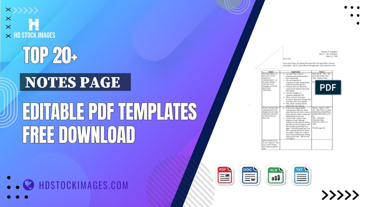 Top 20+ Notes Page   Editable PDF Templates Free Download