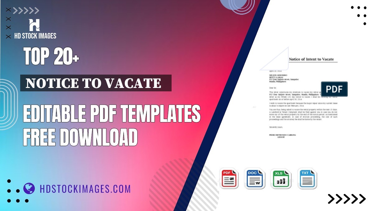 Top 20+ Notice To Vacate   Editable PDF Templates Free Download