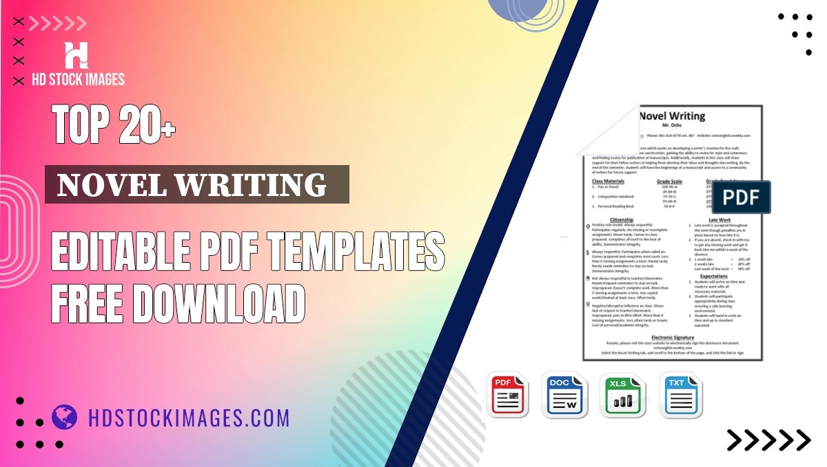 Top 20+ Novel Writing   Editable PDF Templates Free Download