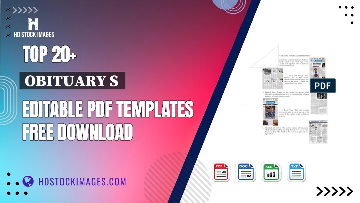 Top 20+ Obituary S  Editable PDF Templates Free Download