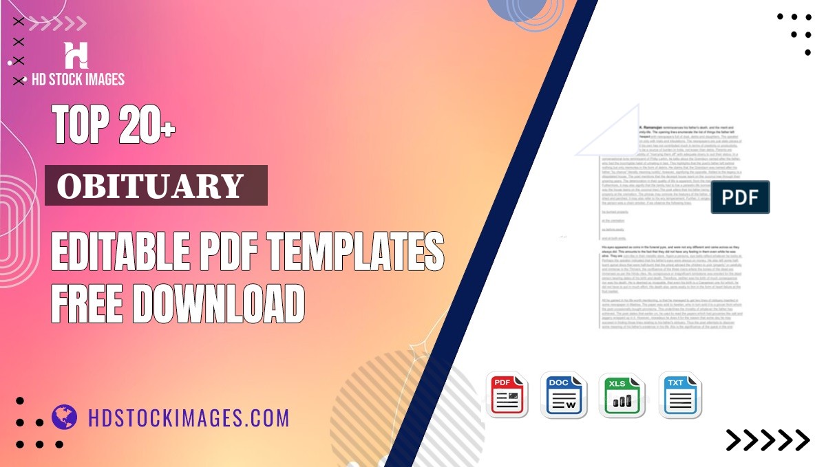 Top 20+ Obituary   Editable PDF Templates Free Download