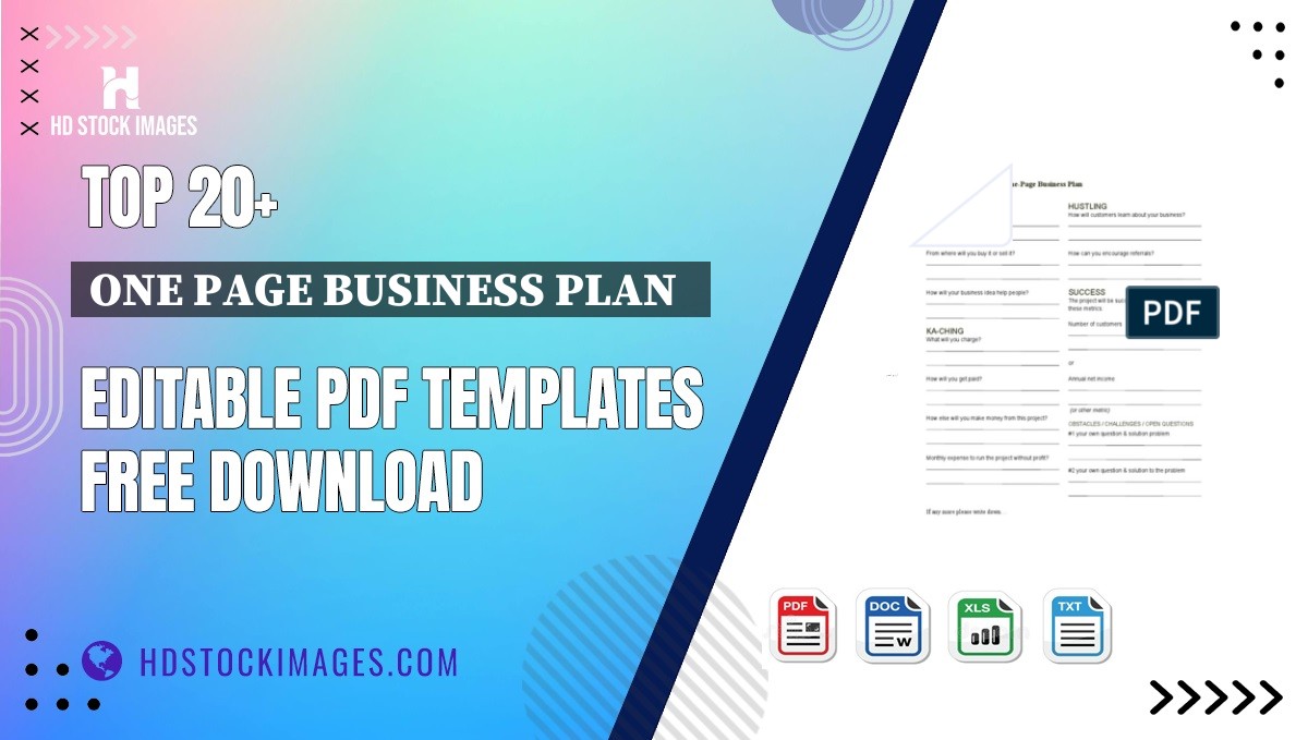 Top 20+ One Page Business Plan   Editable PDF Templates Free Download