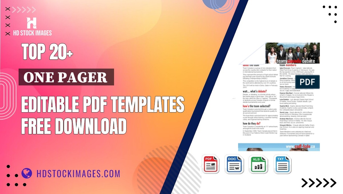 Top 20+ One Pager  Editable PDF Templates Free Download