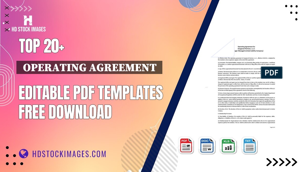 Top 20+  Operating Agreement  Editable PDF Templates Free Download