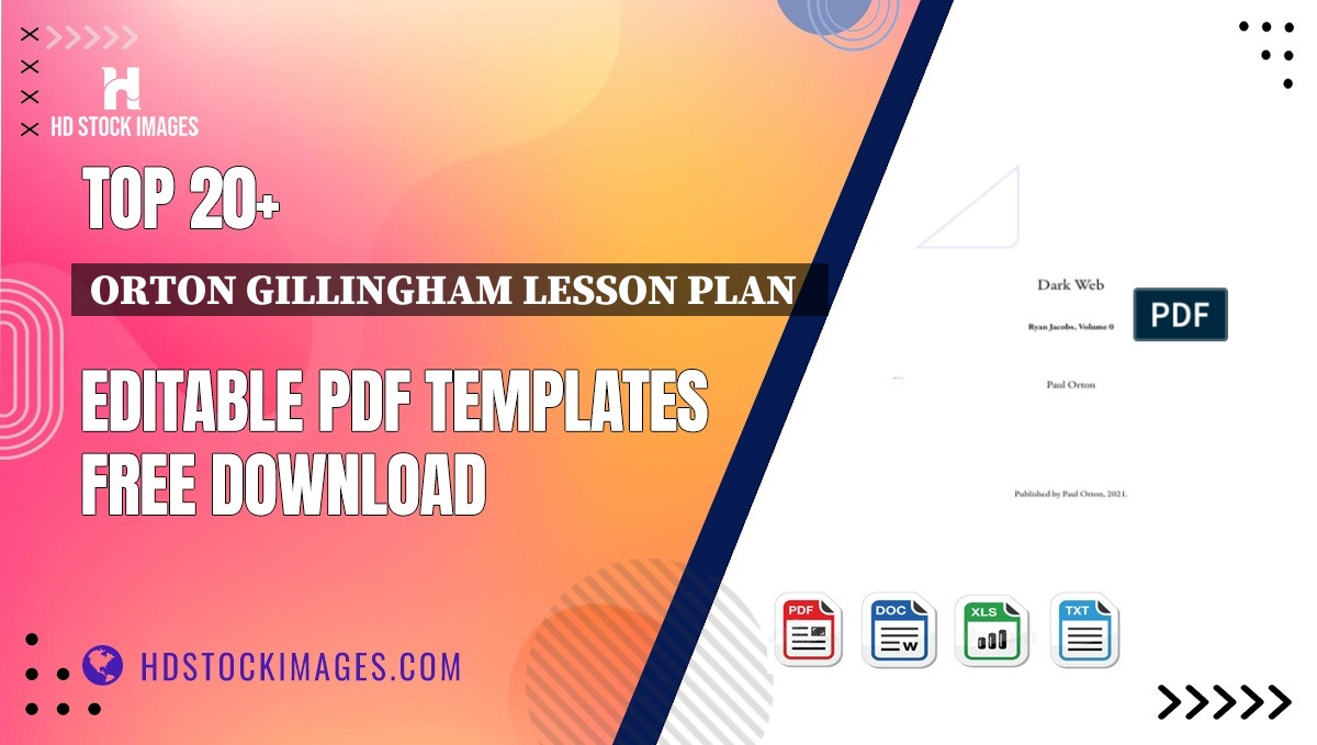 Top 20+ Orton Gillingham Lesson Plan   Editable PDF Templates Free Download