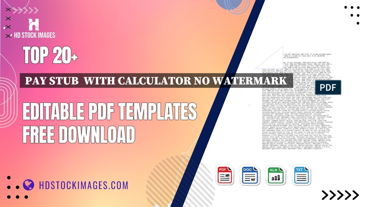 Top 20+ Pay Stub  With Calculator No Watermark  Editable PDF Templates Free Download