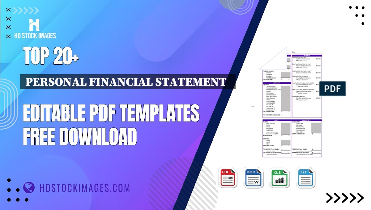 Top 20+ Personal Financial Statement   Editable PDF Templates Free Download