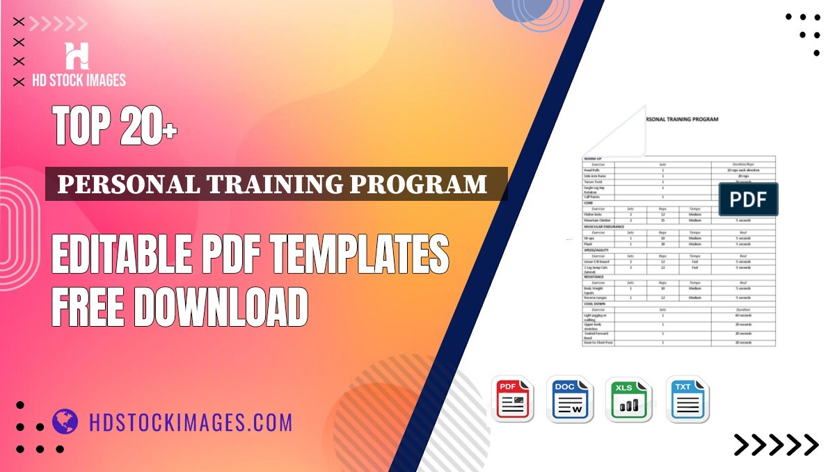 Top 20+ Personal Training Program   Editable PDF Templates Free Download
