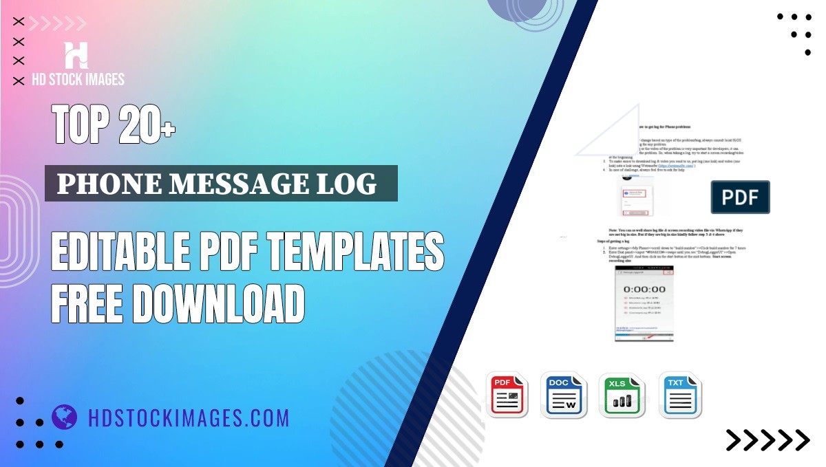 Top 20+ Phone Message Log   Editable PDF Templates Free Download