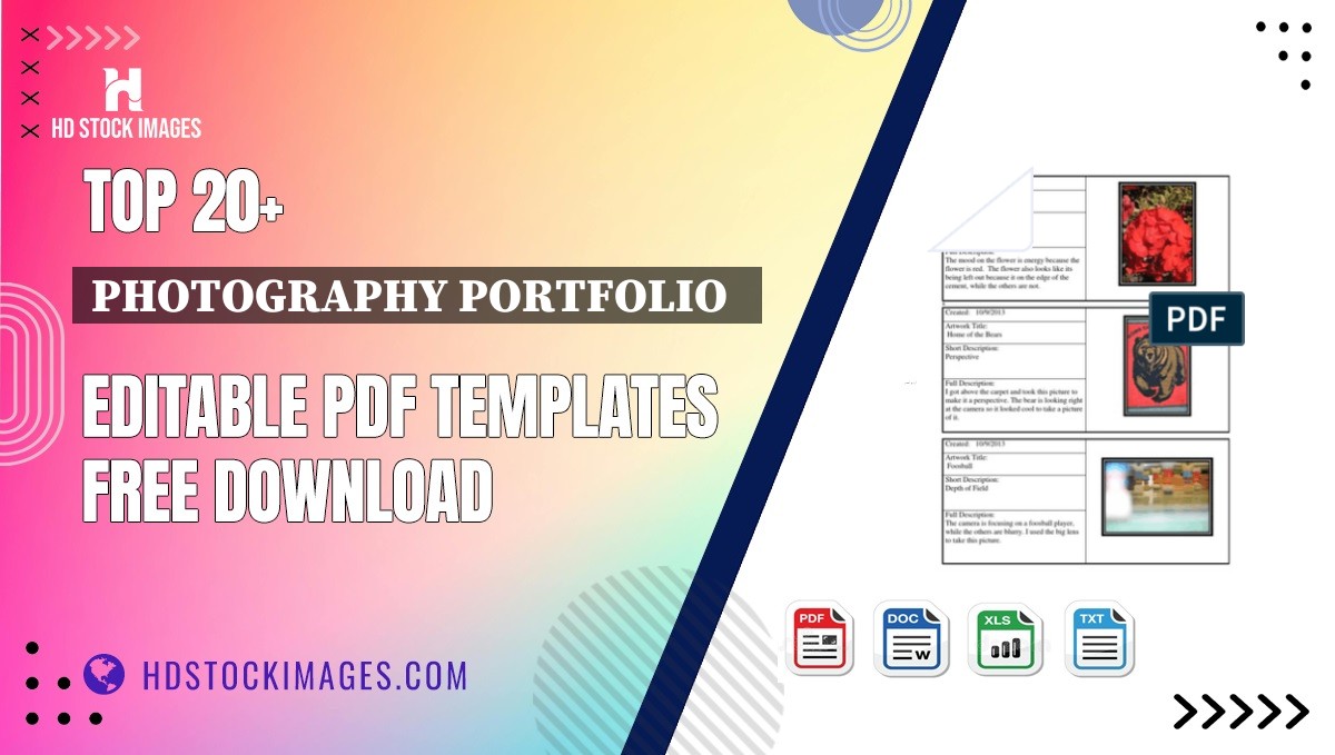 Top 20+ Photography Portfolio   Editable PDF Templates Free Download