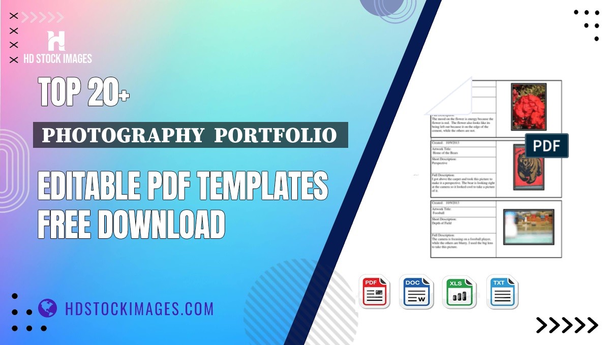 Top 20+ Photography  Portfolio  Editable PDF Templates Free Download