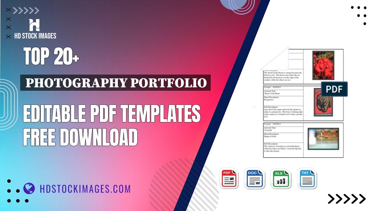 Top 20+ Photography Portfolio Editable PDF Templates Free Download