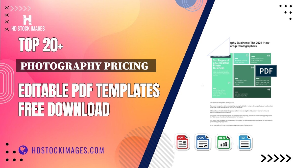 Top 20+ Photography Pricing   Editable PDF Templates Free Download