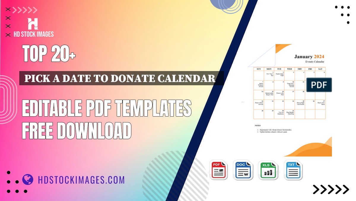 Top 20+ Pick A Date To Donate Calendar   Editable PDF Templates Free Download