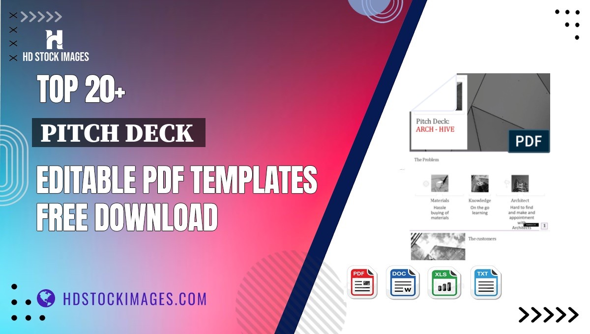 Top 20+ Pitch Deck  Editable PDF Templates Free Download