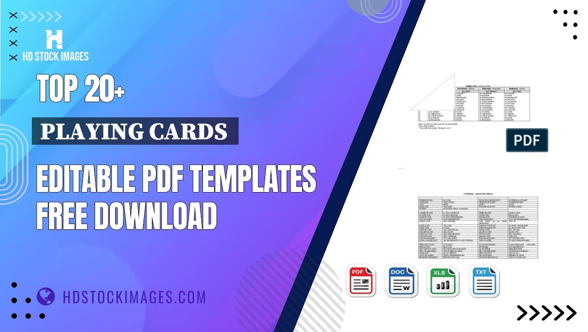 Top 20+ Playing Cards  Editable PDF Templates Free Download