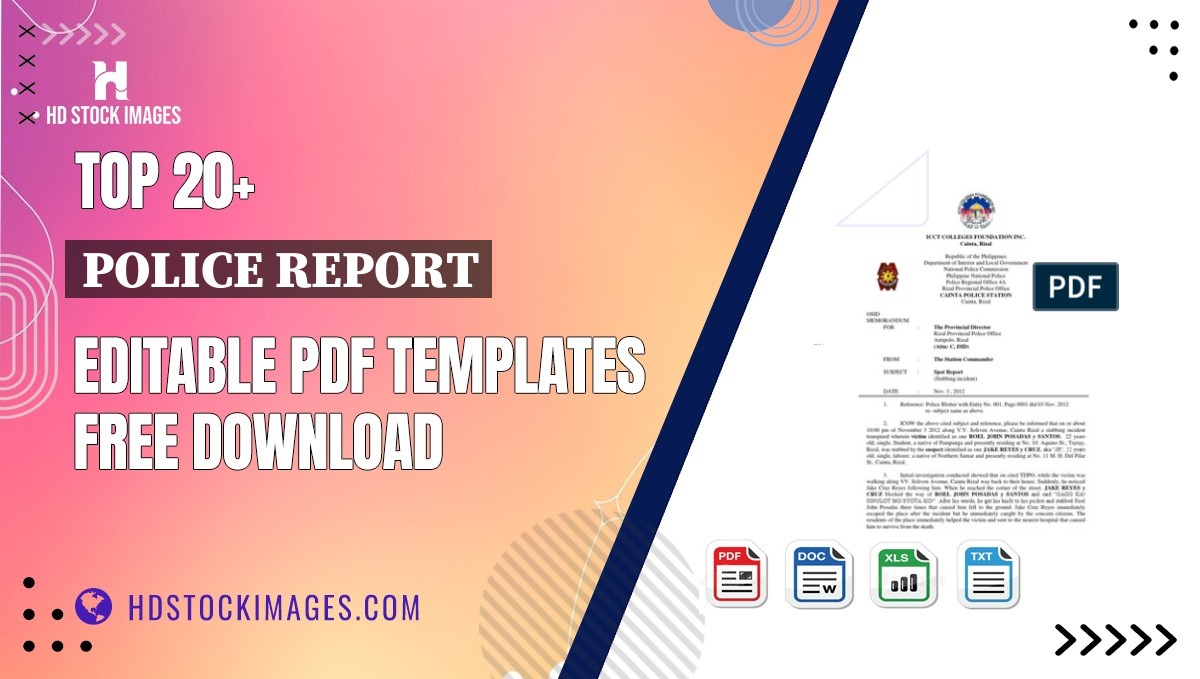 Top 20+ Police Report Editable PDF Templates Free Download