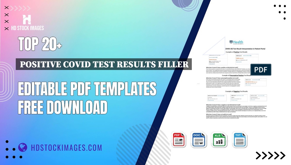 Top 20+ Positive Covid Test Results Filler Editable PDF Templates Free Download