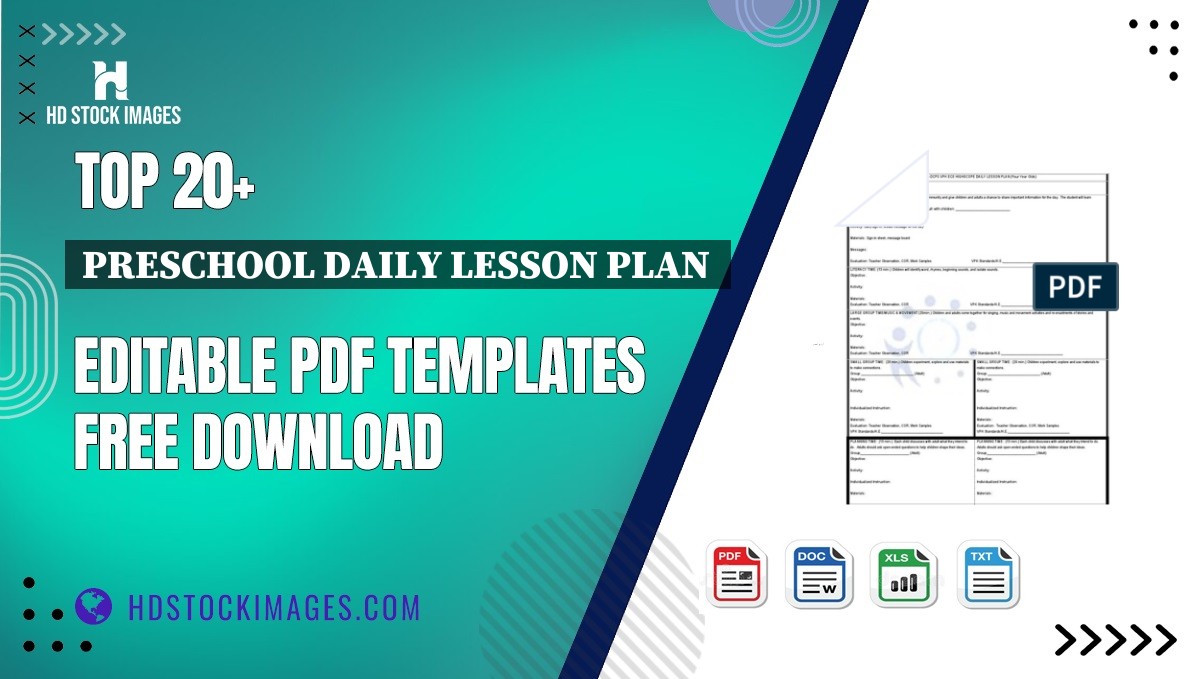 Top 20+ Preschool Daily Lesson Plan  Editable PDF Templates Free Download