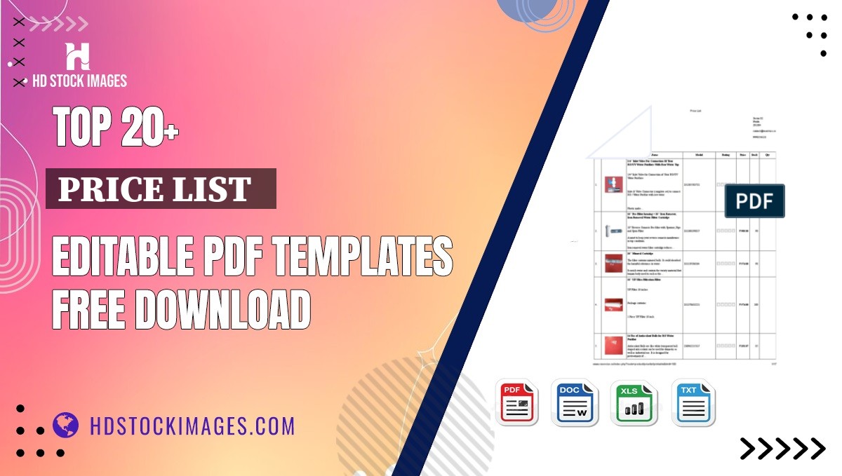 Top 20+ Price List   Editable PDF Templates Free Download