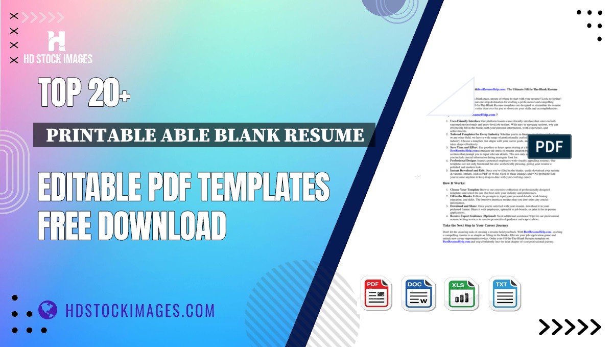 Top 20+  Printable Able Blank Resume  Editable PDF Templates Free Download