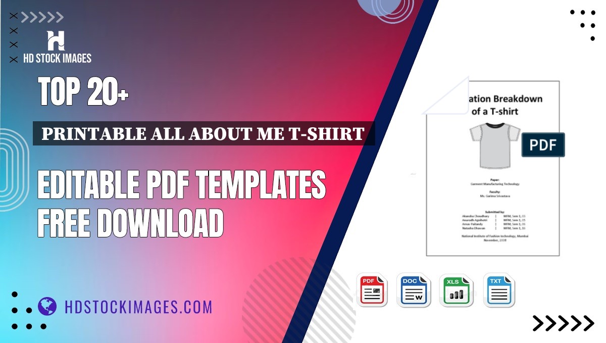 Top 20+ Printable All About Me T-shirt  Editable PDF Templates Free Download