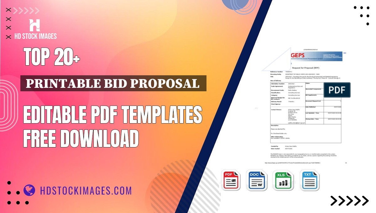 Top 20+ Printable Bid Proposal  Editable PDF Templates Free Download