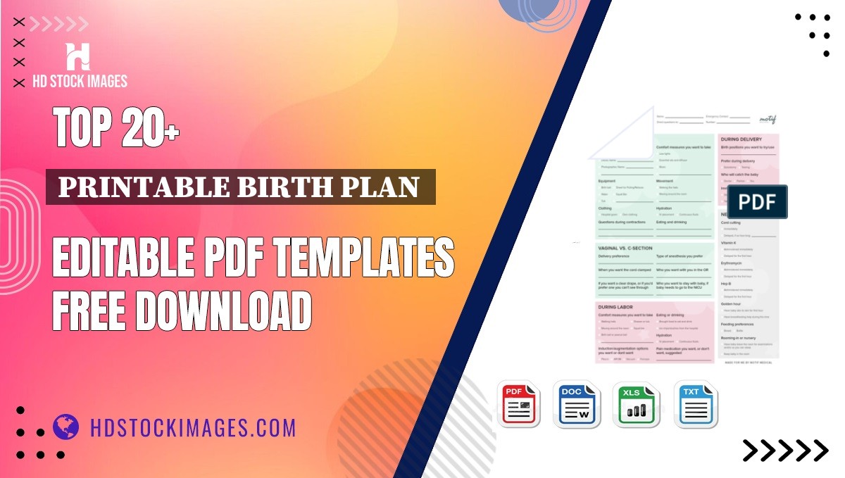 Top 20+ Printable Birth Plan  Editable PDF Templates Free Download