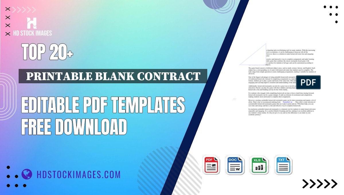 Top 20+  Printable Blank Contract  Editable PDF Templates Free Download