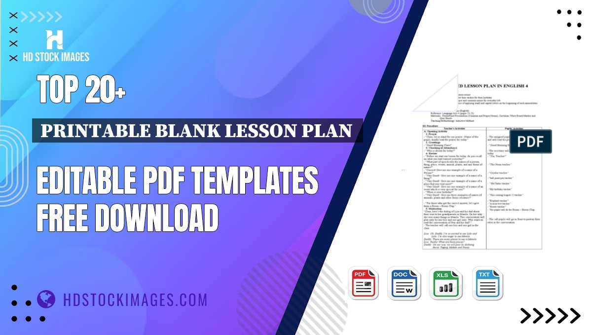 Top 20+ Printable Blank Lesson Plan  Editable PDF Templates Free Download
